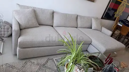 Crate&Barrel Lounge Deep FEATHER FILLED L SHAPE SOFA BEIGE
