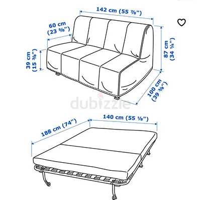 IKEA LYCKSELE LÖVAS 2 seater sofa bed
