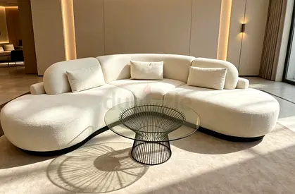 Curved Cream Bouclé 3-Seater Designer Sofa — Excellent Condition