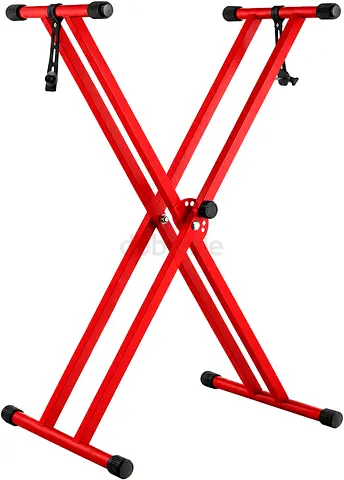 Heavy Duty Double X Keyboard Stand – Red Adjustable Design