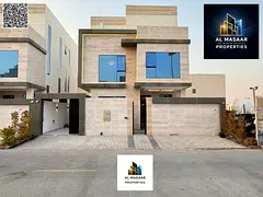 A brand-new modern villa featuring an elevator and a swimming pool; electricity, water, and air cond