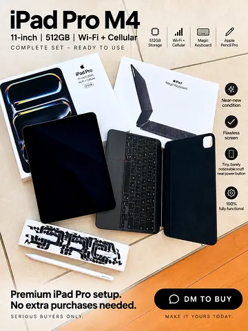 Apple iPad Pro M4 11-inch 512GB Wi‑Fi + Cellular with Magic Keyboard & Apple Pencil (Complete Set)