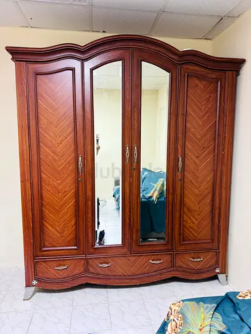 Large Wooden 4-Door Wardrobe + Matching 3-Drawer Chest
