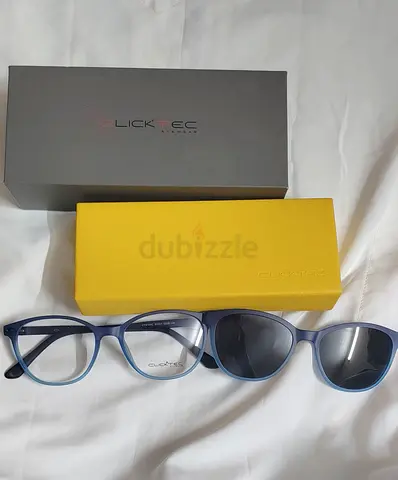 Clicktec blue frame glasses + matching sunglasses with box