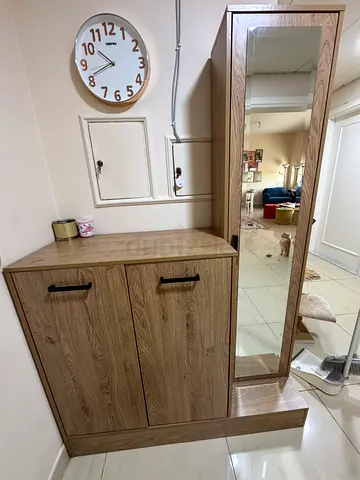 Wooden shoe cabinet with full-length mirror and 2-door cabinet - excellent condition