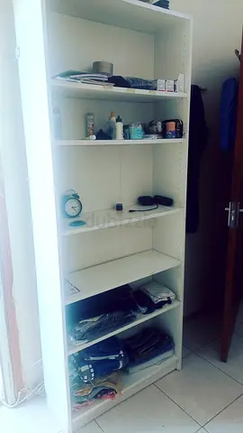 Tall white freestanding bookshelf / open cabinet - good condition