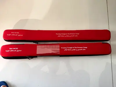 Set of 2 Red Car First Aid / Emergency Triangle Zip Cases