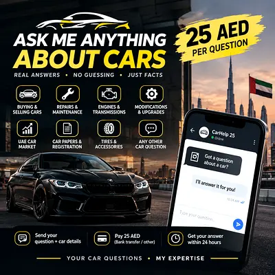 Car consultation service — Ask me anything about cars (AED 25 per question)