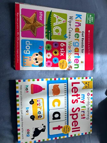 Get Ready for Kindergarten Wipe-Clean Workbook + My First Let's Spell (ages 4-5). Excellent