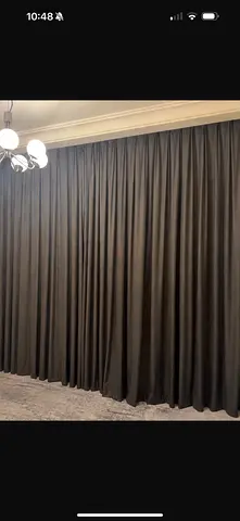 Full-length grey blackout curtains - good condition