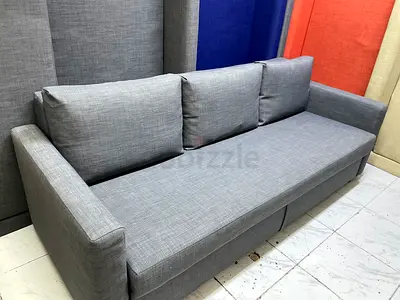 3-seater grey fabric sofa in good condition