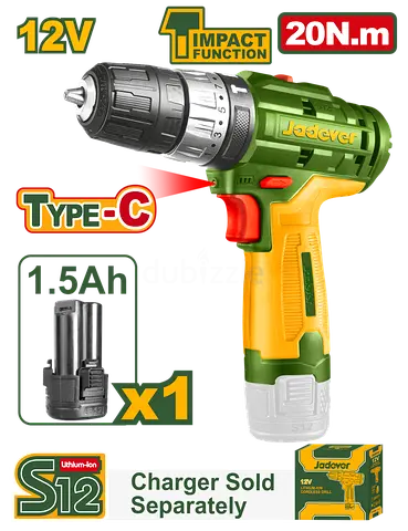 12V Cordless Drill Driver (Type-C) - Compact 1.5Ah Battery Powered