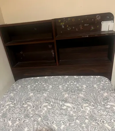 Wooden Headboard with Built-in Shelves (Fits Double/Queen Bed)