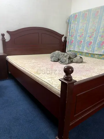 Queen wooden bed frame with mattress included