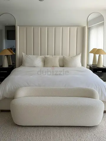 Modern Upholstered King Bed Set with Tall Headboard