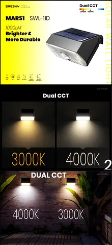 Solar Wall Light /Garden Light 1000LM Dual CCT