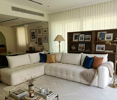 Modern Cream L-Shaped Sectional Sofa