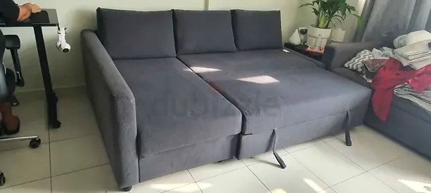 Grey L-Shape Sofa Bed with Storage