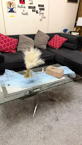 Modern Glass Coffee Table with Metallic Legs