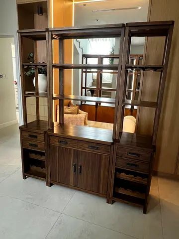 Pottery Barn modular wood bar and wall storage unit