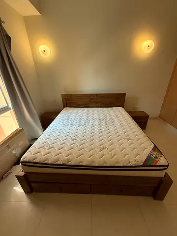 King size bed plus mattress plus 2 night stands and one dressing table