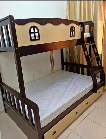 Solid Wood Bunk Bed with Trundle and Ladder - Good quality