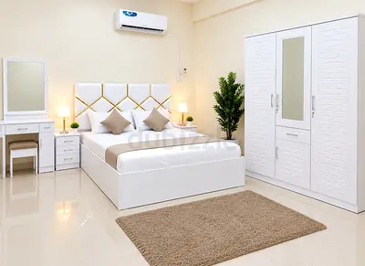 New White 3-Piece Bedroom Set: Bed, Wardrobe & Dressing Table -