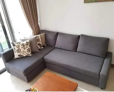 Grey L-shaped Sofa with Chaise - Good Condition