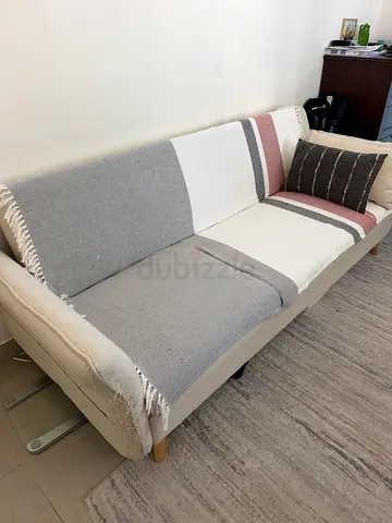 3-seater fabric sofa (OC home) in good condition - neutral grey and cream