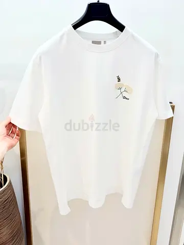 White Dior-style Logo Graphic T-shirt, Unisex Casual Tee
