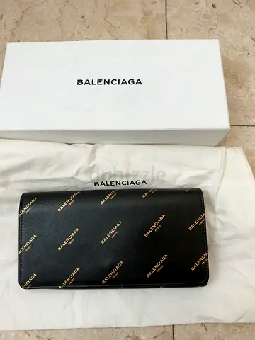 Balenciaga Black Bazar Logo Leather Flap Continental Wallet