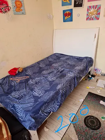 Single white wooden bed frame with headboard - good condition