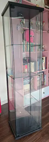 Tall Glass Display Cabinet / Curio Cabinet - Black Frame