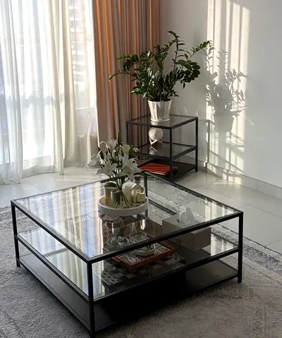 Glass living room center table & glass side table - 1.5 Years old - Home center