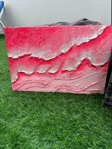 Handmade textured pink abstract wall art canvas