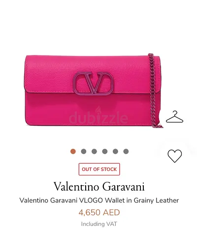 Valentino Garavani VLOGO Grainy Leather Wallet on Chain - Pink