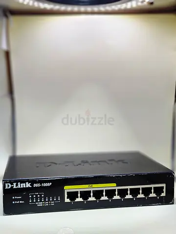 D-Link DGS-1008P, an 8-port unmanaged Gigabit desktop