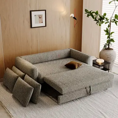 Convertible  pull out Sofa Bed - Modern Grey Fabric