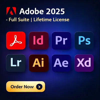 Adobe 2025 Full Suite Lifetime License - Photoshop, Illustrator, Premiere & More
