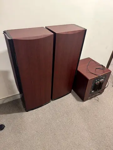 Pure Acoustics - Pair of vintage floor-standing speakers with powered subwoofer