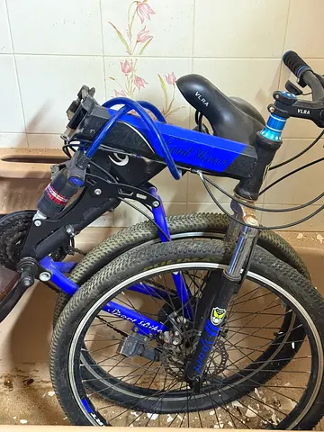 Blue folding bicycle - used, perfectly working