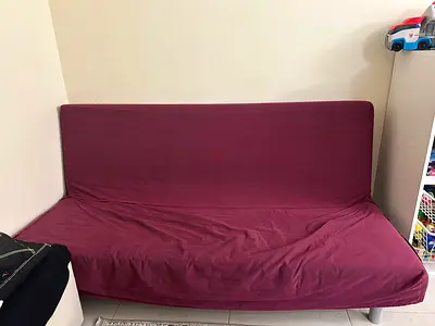 Slightly used Sofa Bed and burgundy sofa cover - Compact 3-Seater