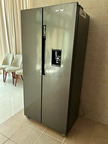 Double-door American style fridge freezer with water dispenser