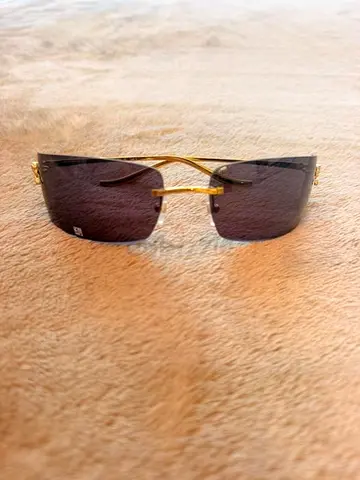 Cartier Gold Rimless Oversized Sunglasses Gradient Lenses