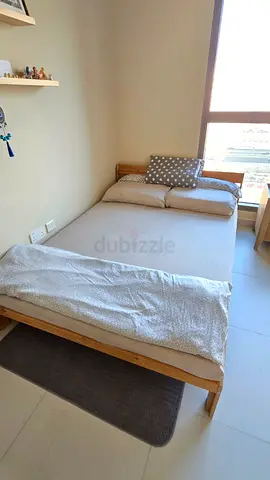 Wooden Bed Frame with Mattress