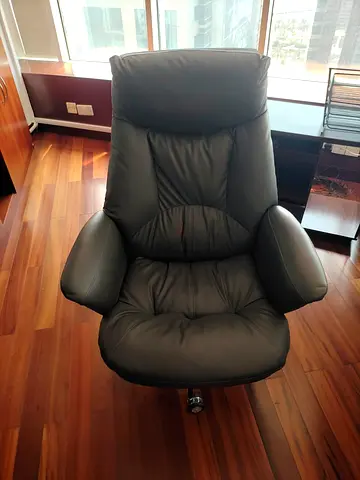 Gray Leather Office Recliner Chair - Good Condition