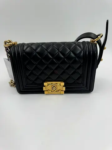 CHANEL leboy lambskin black with goldhardware