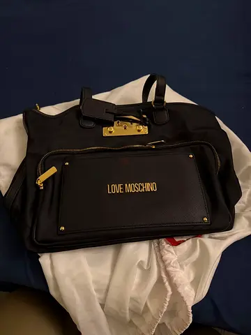 Love Moschino Black Handbag with Gold Hardware