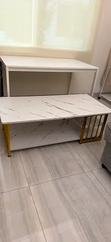 Marble-effect coffee table with gold legs - good condition