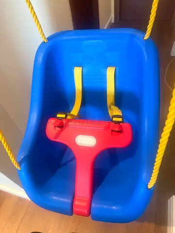 Blue Plastic Baby Swing Seat with Safety Harness